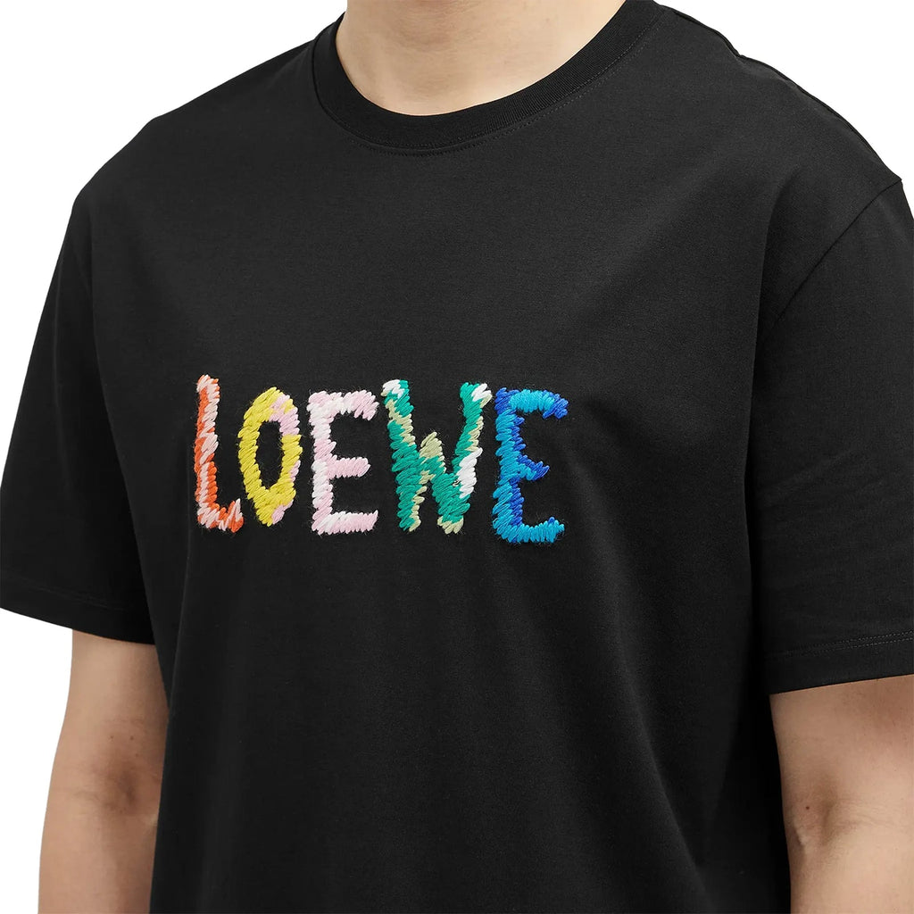 Loewe Embroidered Relaxed Fit Black T Shirt