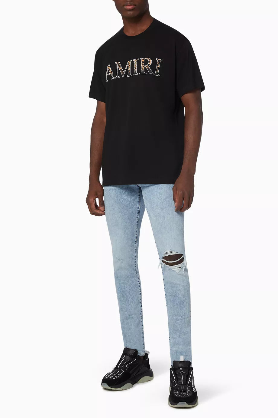 Amiri Leopard Logo T-shirt in Cotton Jersey