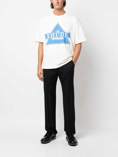 RHUDE Triangle Logo-print T-shirt In White