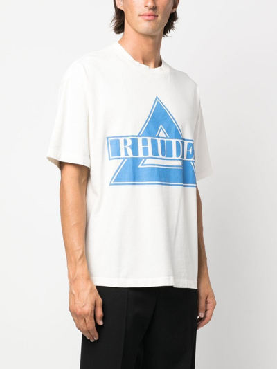 RHUDE Triangle Logo-print T-shirt In White