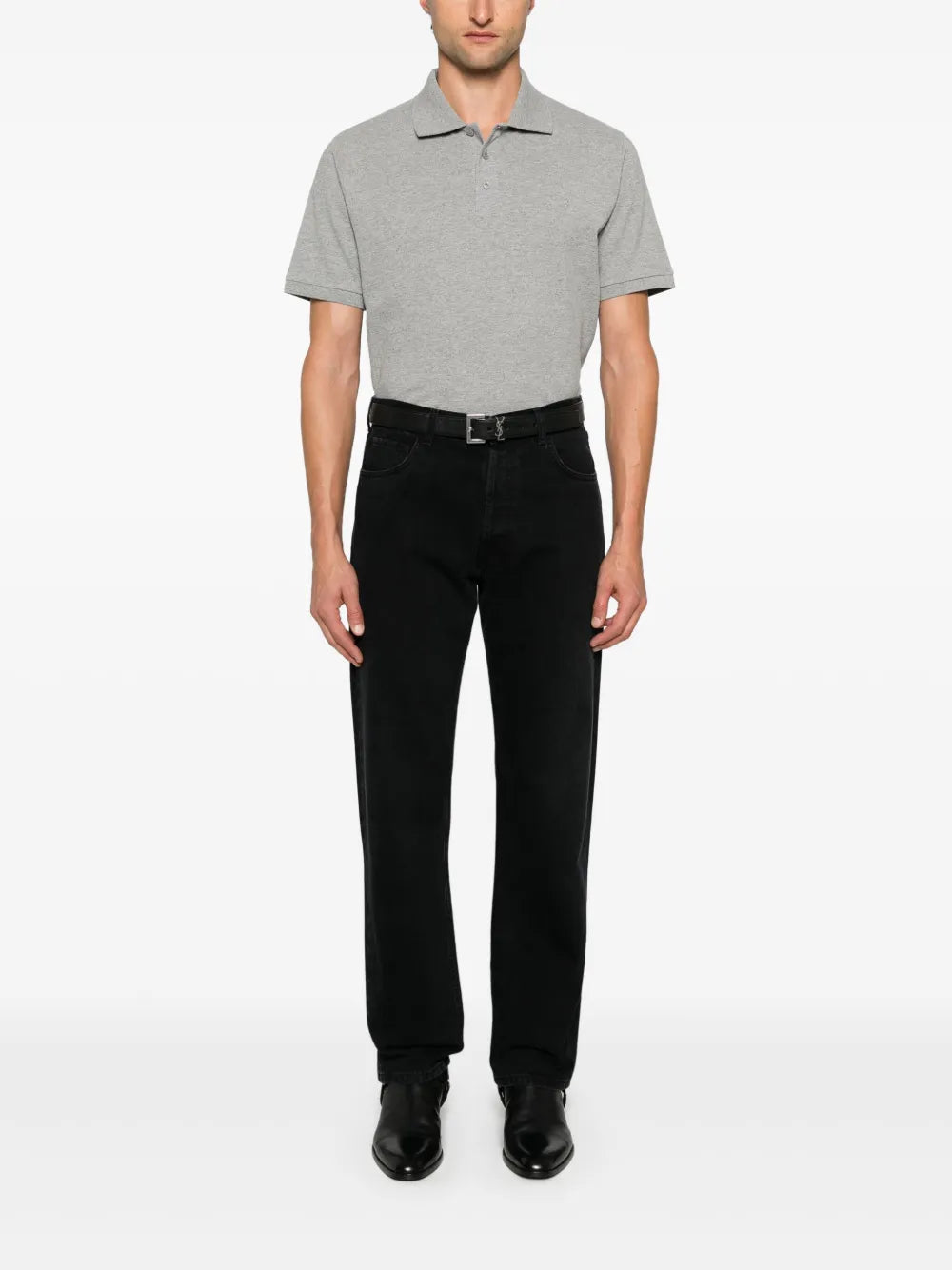 Saint Laurent logo-embroidered short-sleeved polo shirt