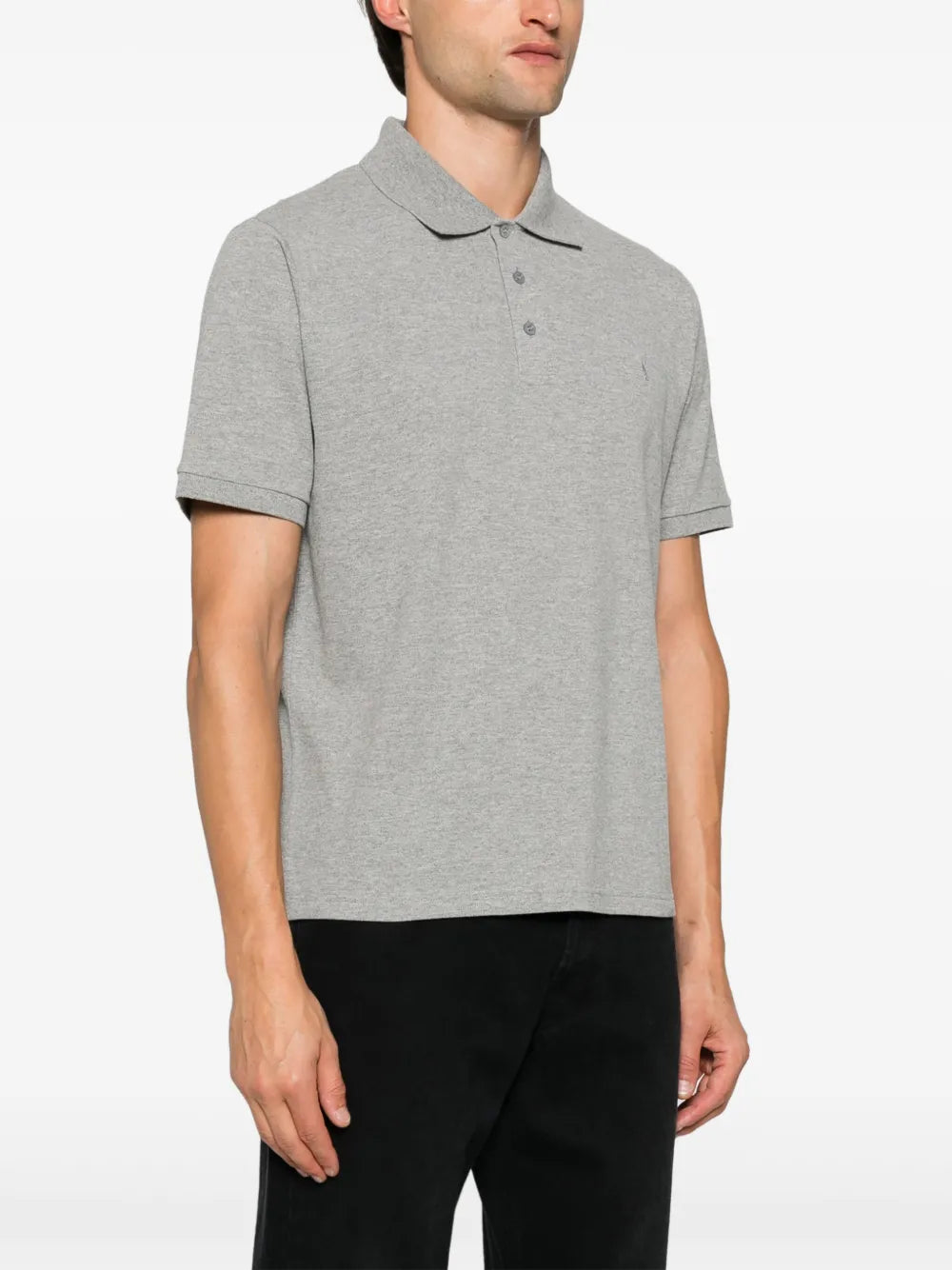 Saint Laurent logo-embroidered short-sleeved polo shirt