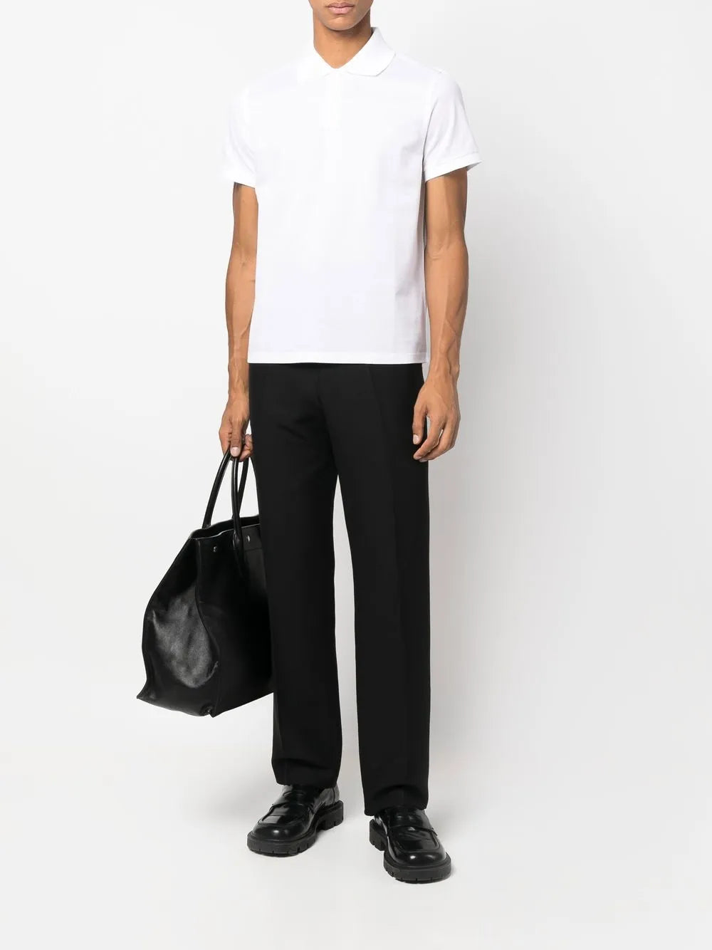 Saint Laurent logo-embroidered short-sleeved polo shirt