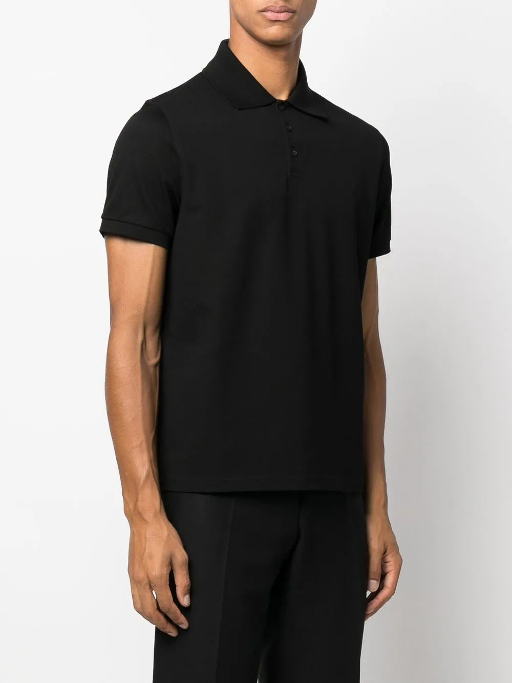 Saint Laurent embroidered-logo short-sleeved polo shirt