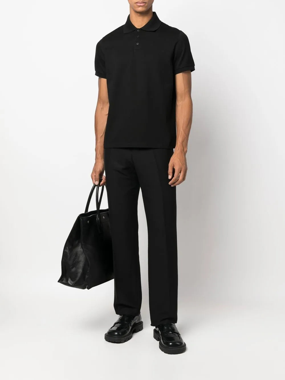 Saint Laurent embroidered-logo short-sleeved polo shirt