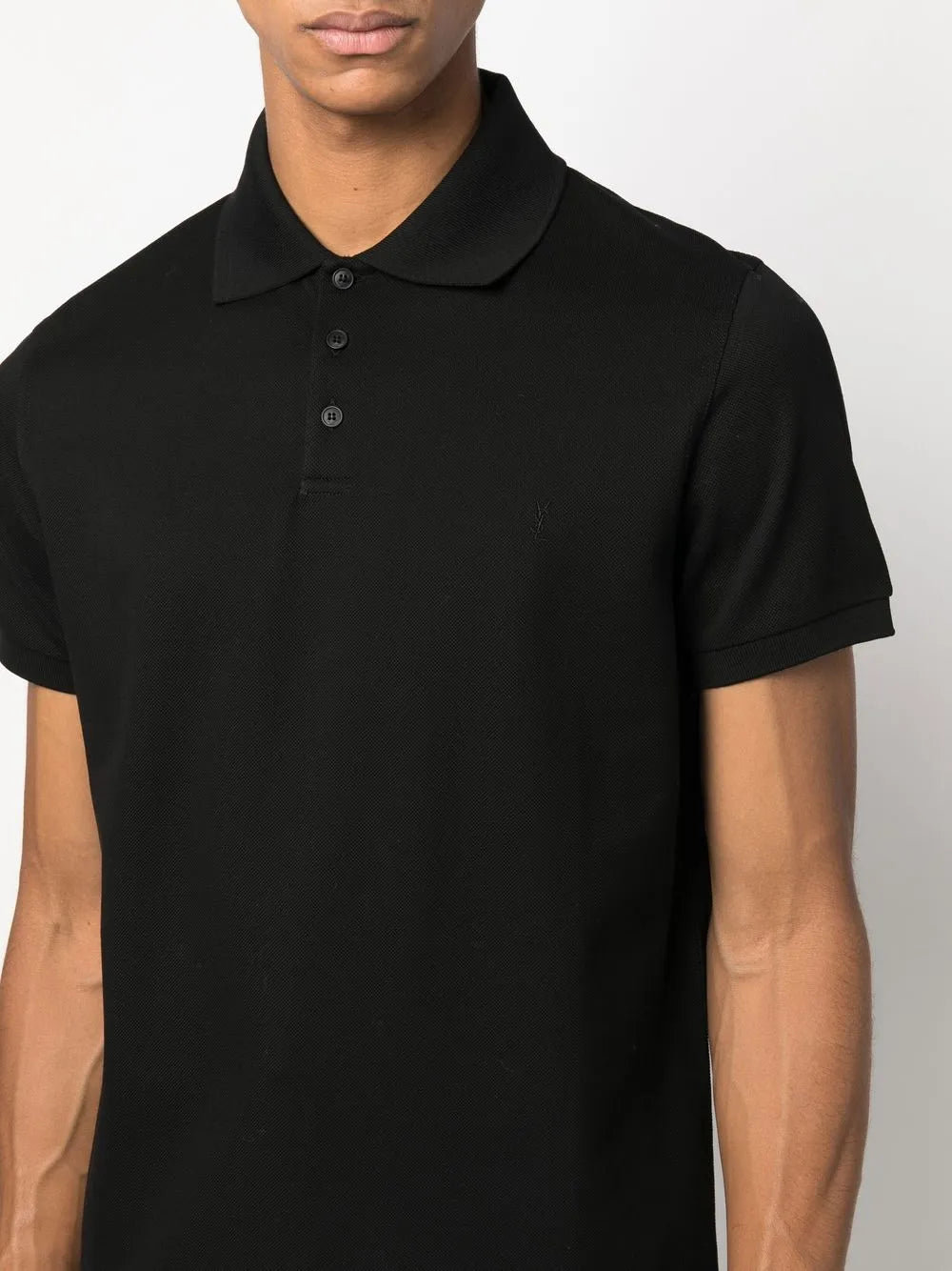 Saint Laurent embroidered-logo short-sleeved polo shirt