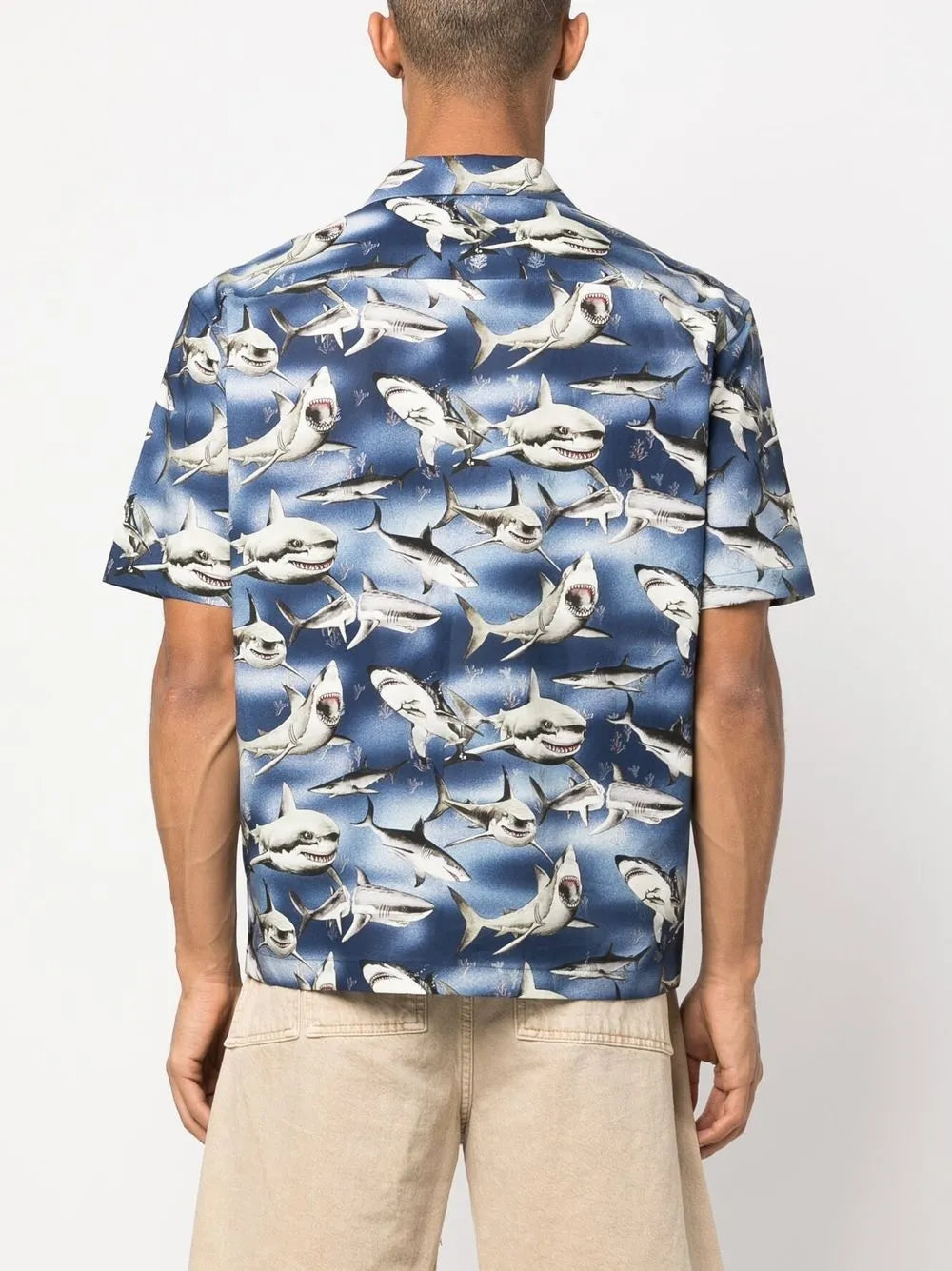 Palm Angels Sharks-print bowling shirt