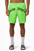 PALM ANGEL Curved Logo Swim Shorts in Nylon green