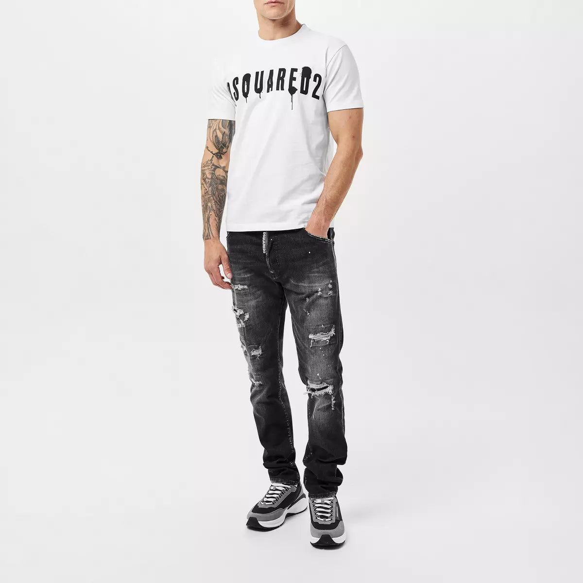 DSquared2 Spray Logo T Shirt White
