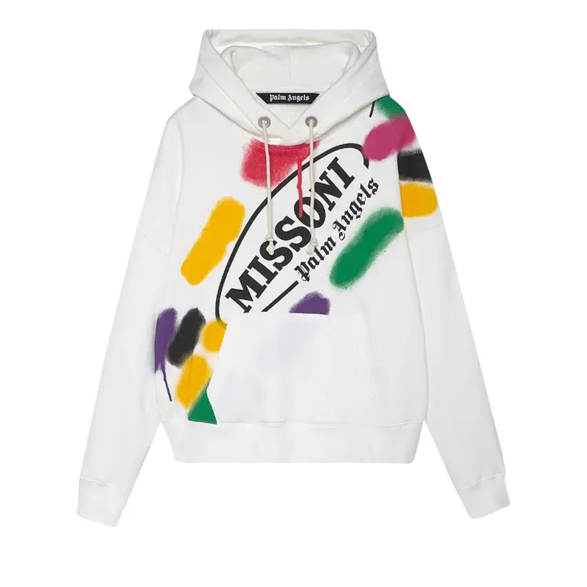 Palm Angels x Missoni Sport Logo Print Hoodie White