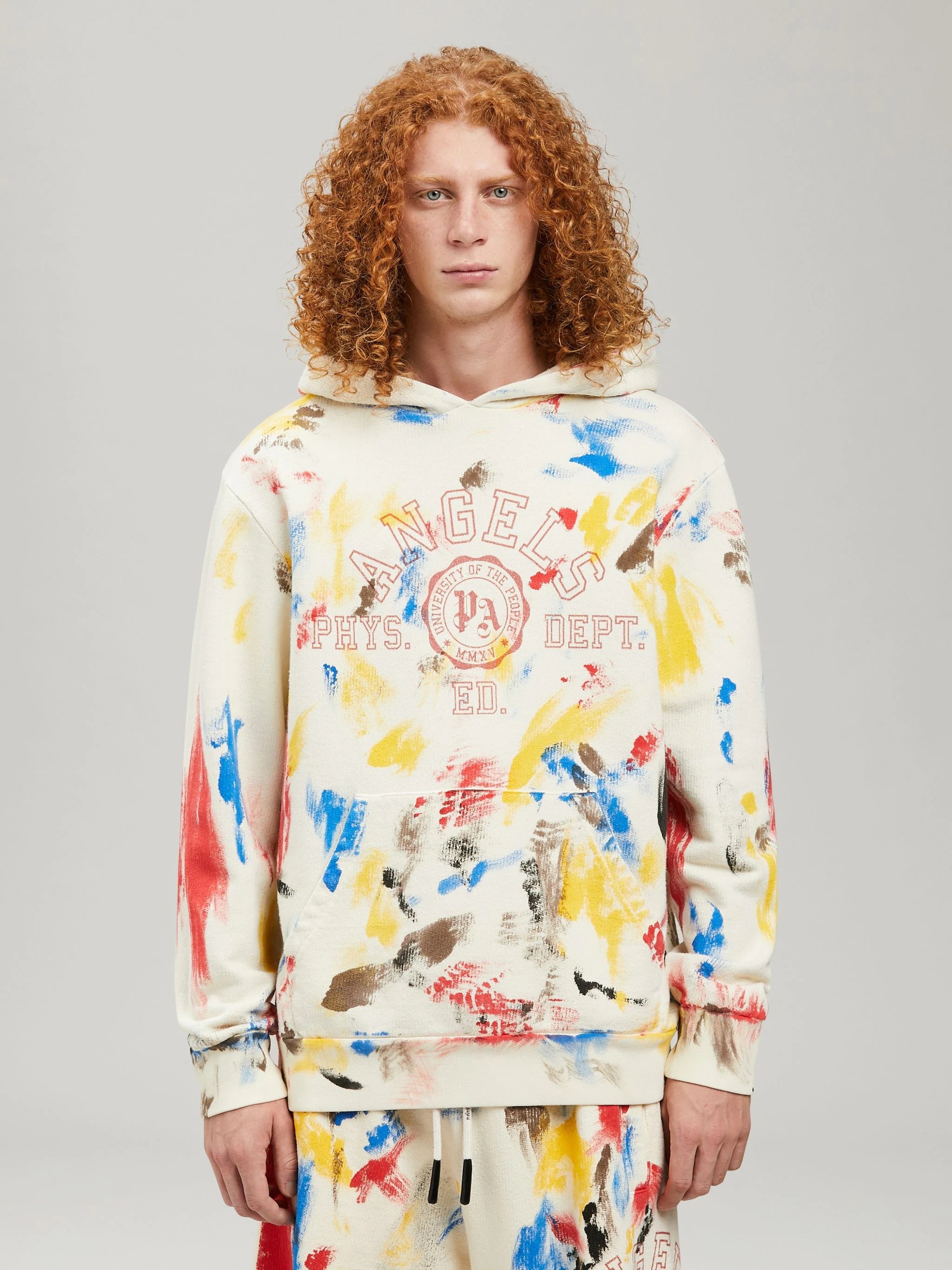 Palm Angels Painted College Hoodie 'Off White/Red