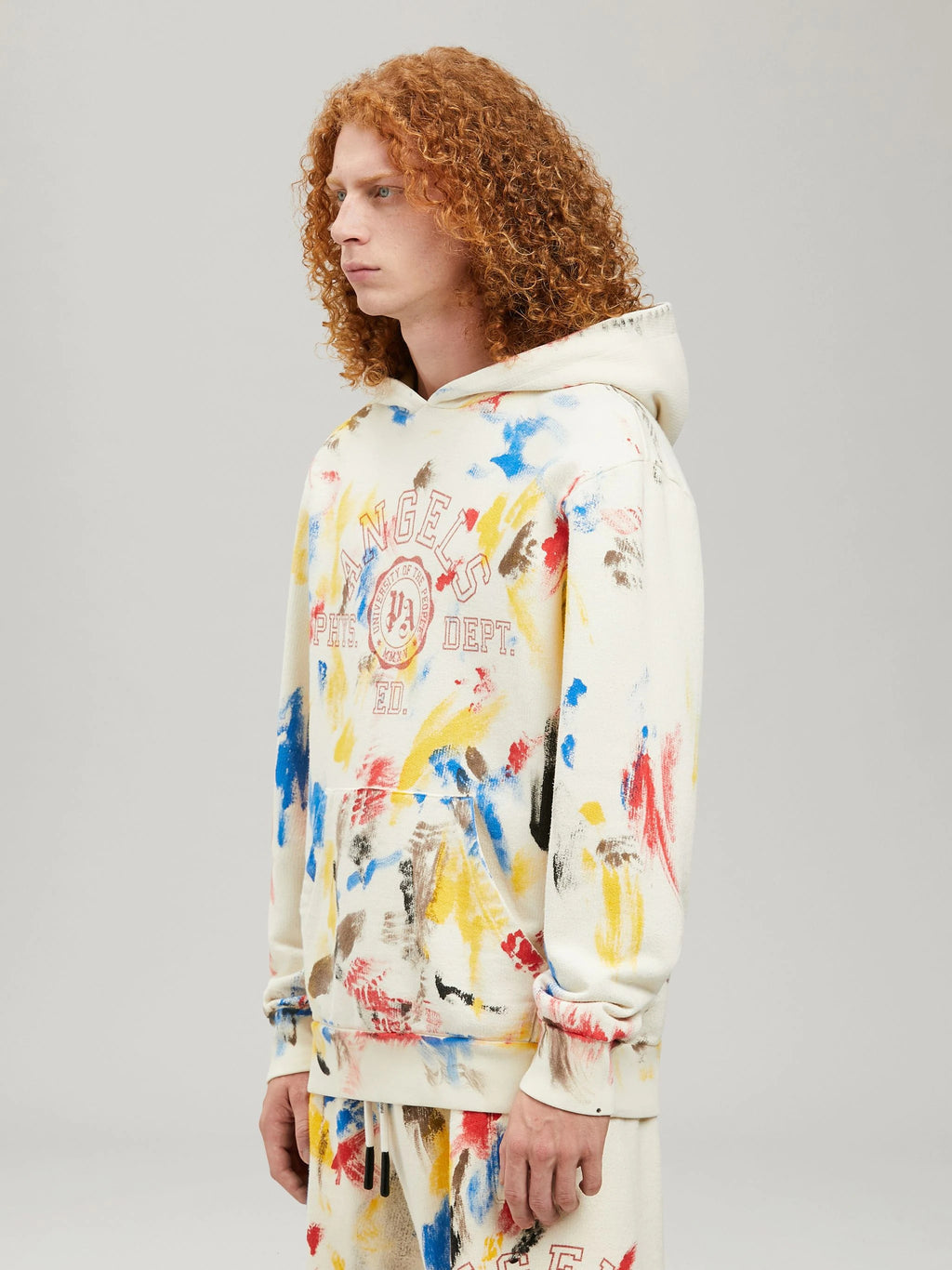 Palm Angels Painted College Hoodie 'Off White/Red