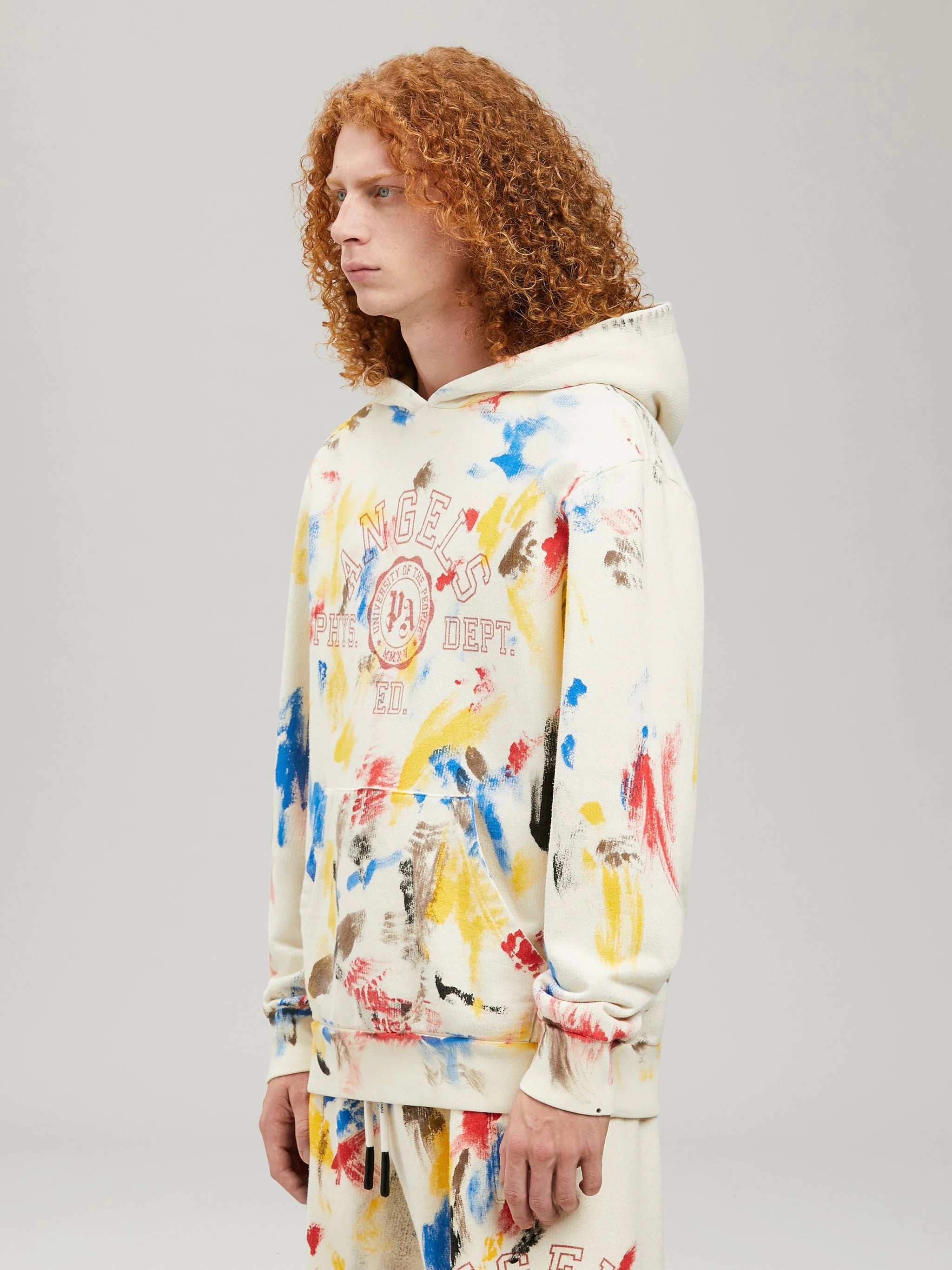 Palm Angels Painted College Hoodie 'Off White/Red