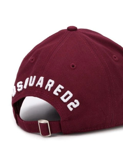 DSQUARED2 White Burgundy Icon Baseball Cap In Bordeaux