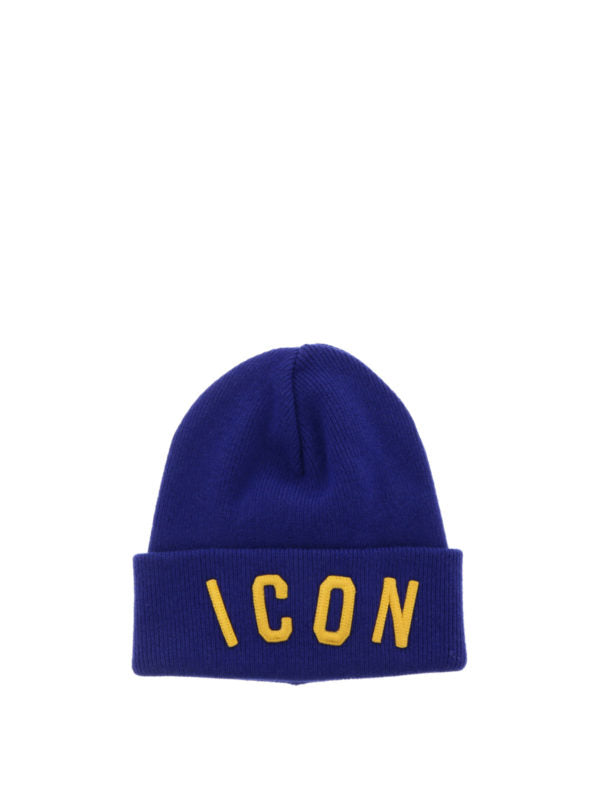 DSQUARED2 Icon knitted wool blue beanie