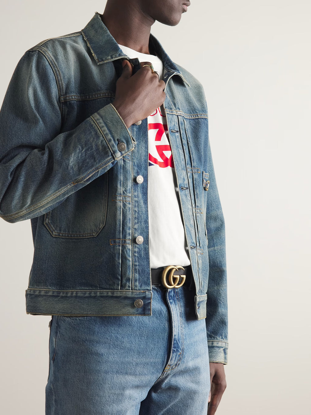 Gucci Leather belt with Double G buckle