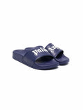 Palm Angels logo-print slides dark blue