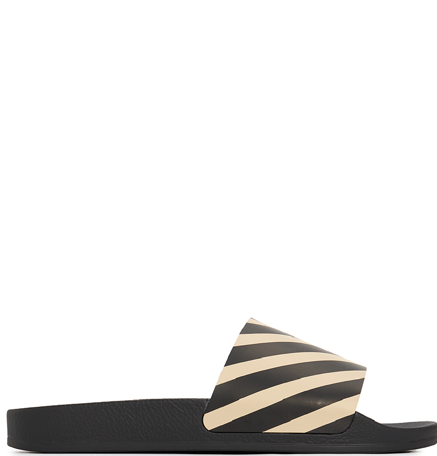 OFF-WHITE Diag Slider Black Beige