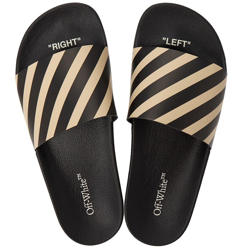 OFF-WHITE Diag Slider Black Beige