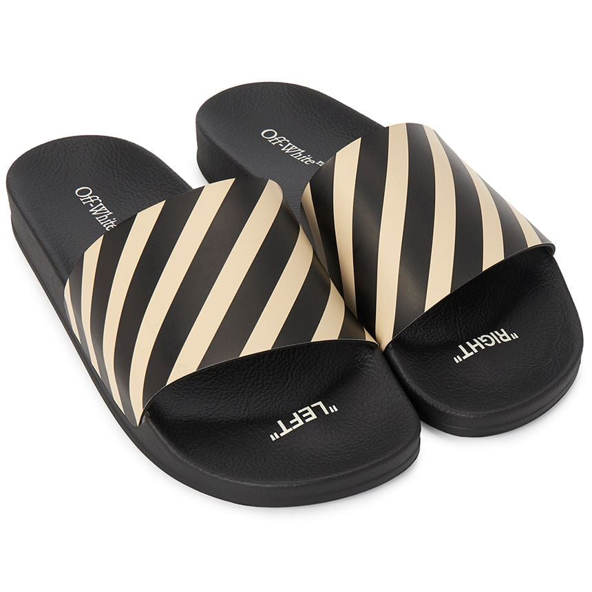 OFF-WHITE Diag Slider Black Beige