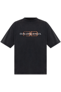 BALENCIAGA BLACK T-SHIRT WITH A CRINKLED EFFECT