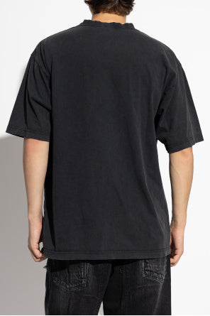 BALENCIAGA BLACK T-SHIRT WITH A CRINKLED EFFECT