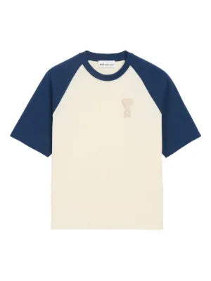 Ami Paris Ami De Coeur two-tone crochet-patch T-shirt
