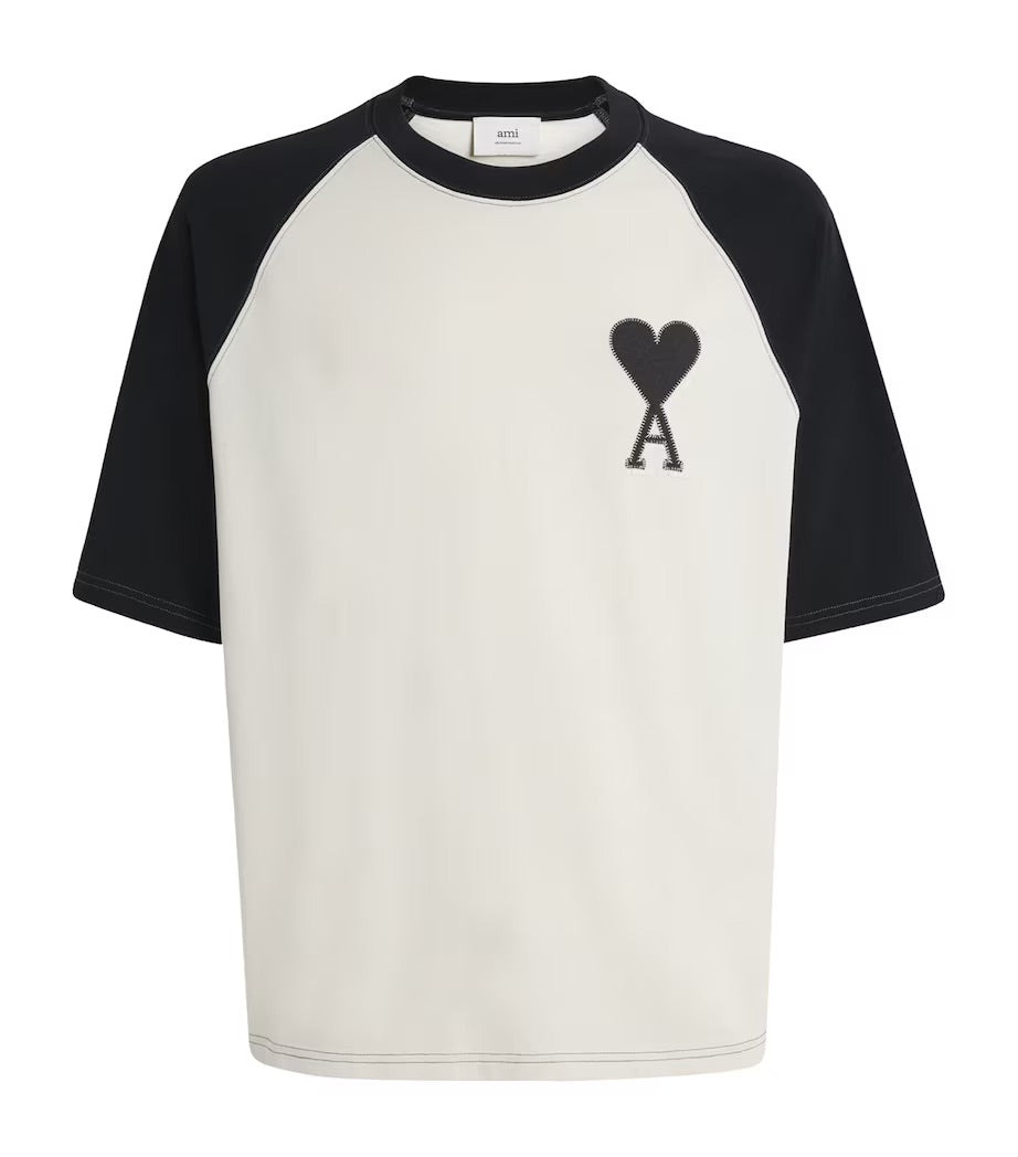 AMI PARIS Cotton Two-Tone Ami de Coeur T-Shirt